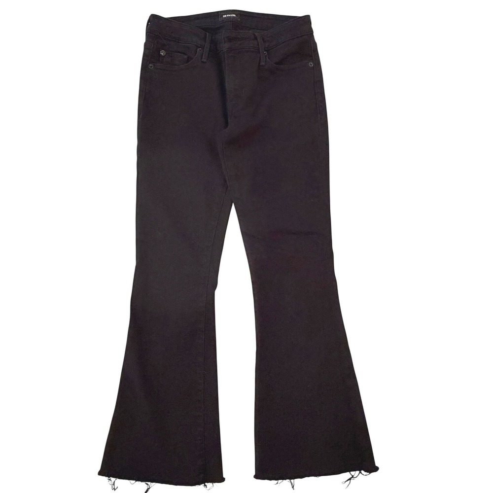 Hudson Mia Mid Rise Cropped Raw Hem Flare Bottom Jeans Black Size 24 (23x25)